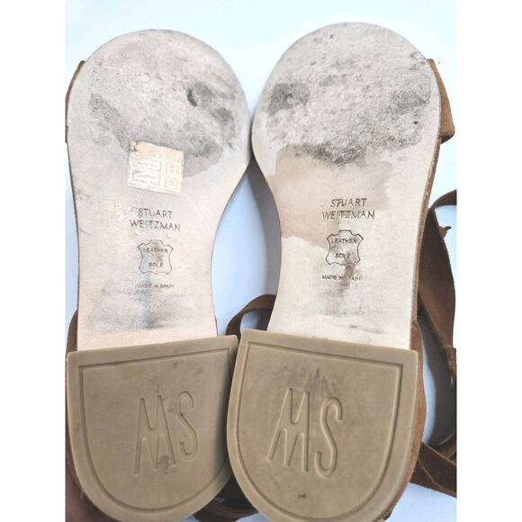 Stuart Weitzman Women's Corbata Flat Sandals Amaretto Suede Size 6 M - Picture 7 of 12